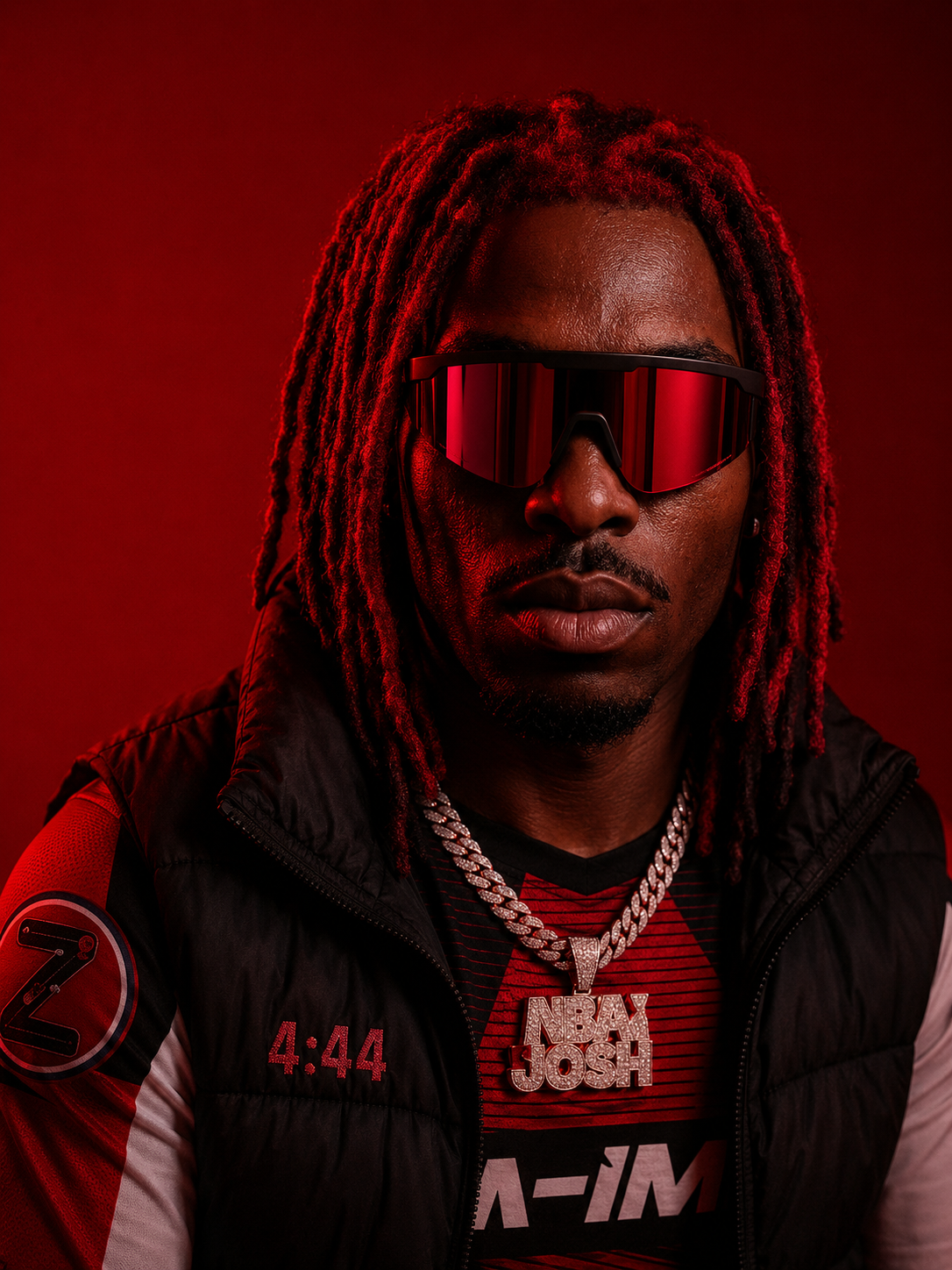 Studio red · puffer vest · 4:44