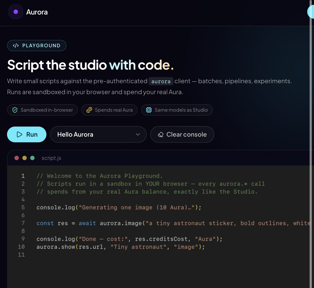 Script the studio with code.